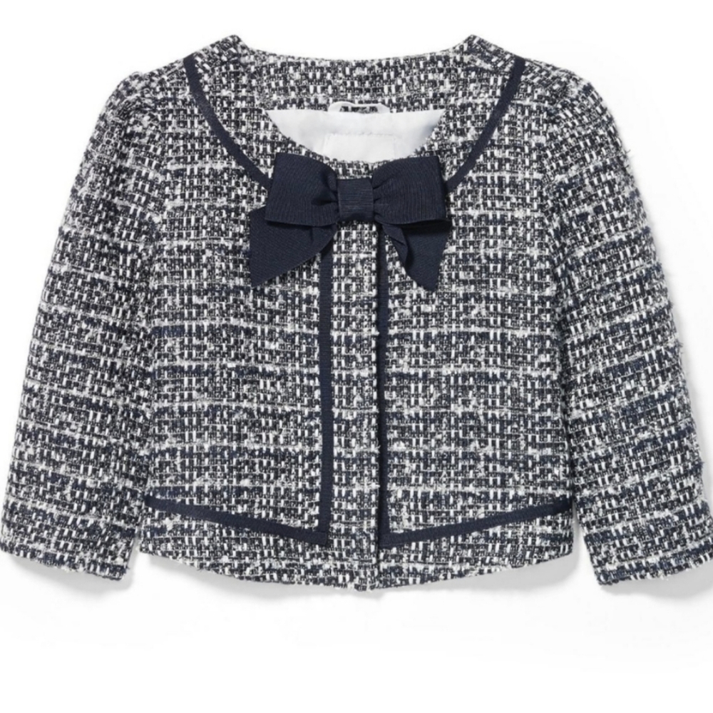 Janie and Jack Navy Boucle Bow Jacket 12-18 months